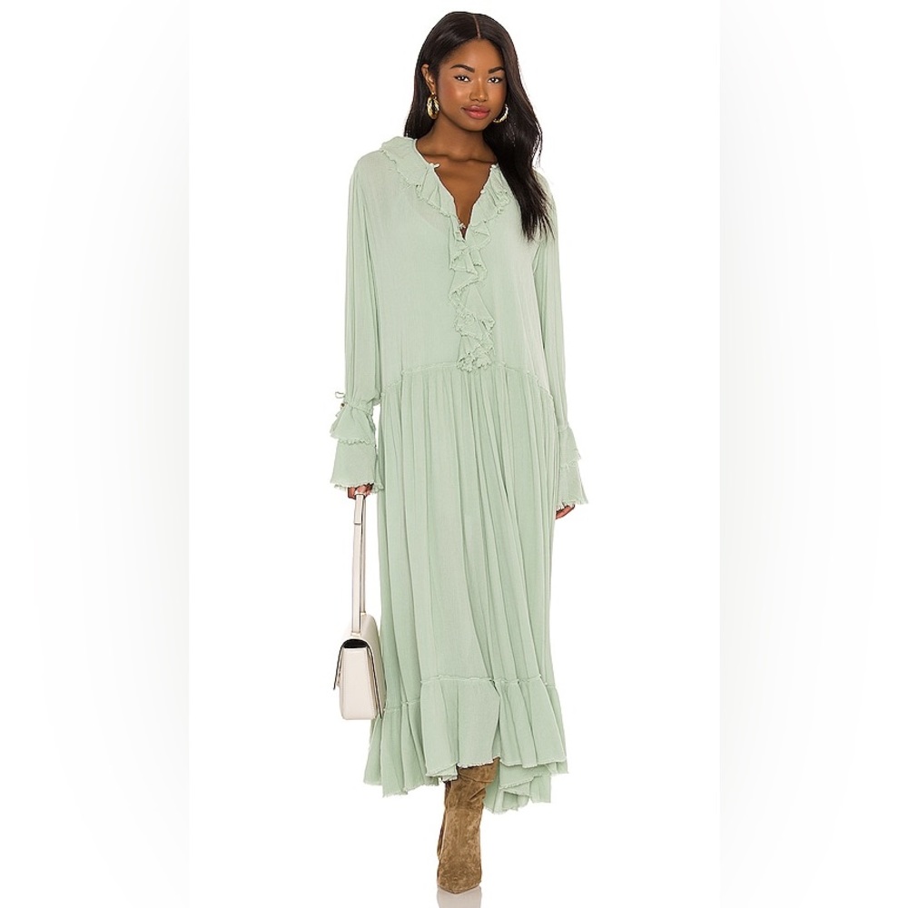 Free People Sweet Darlin Minted Jade Boho Maxi Dress Size Medium